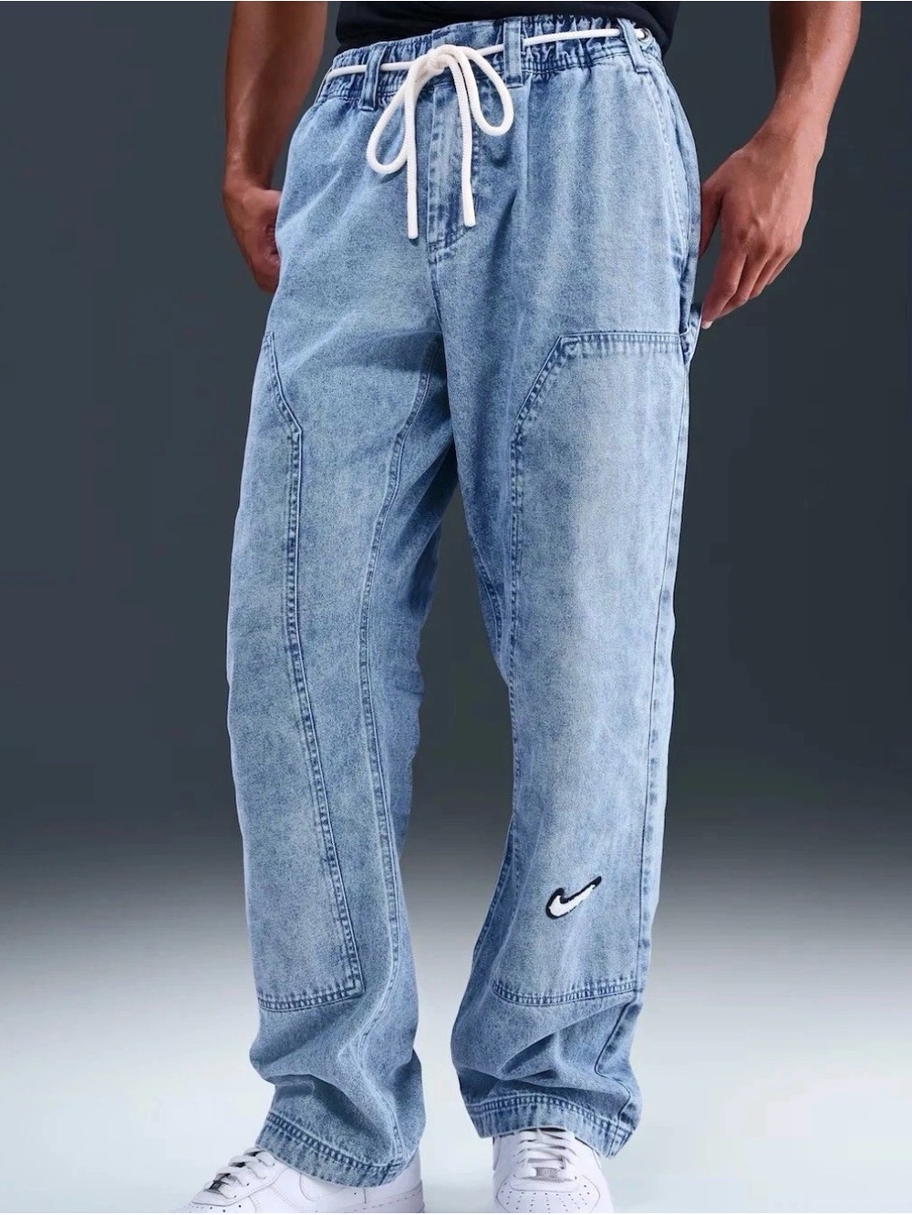 Nike Force Loose Fit Chenille Swoosh Denim Jeans